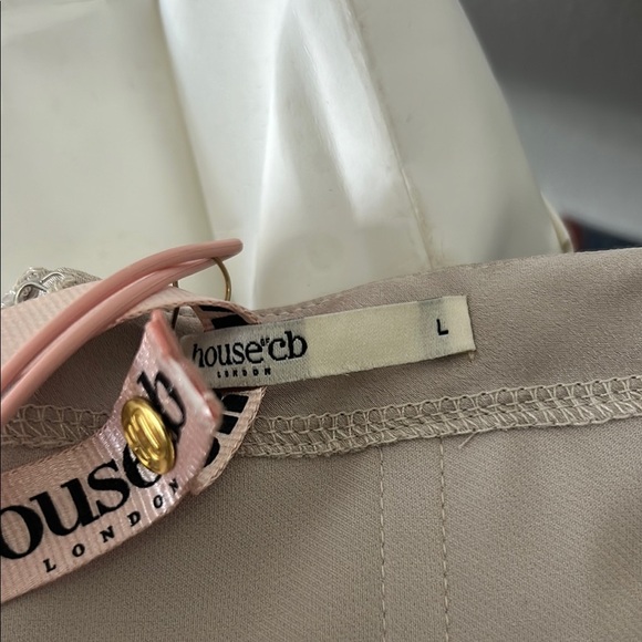 House of CB Jasmine oyster gray Elegant Strapless mini Dress L - Picture 5 of 6